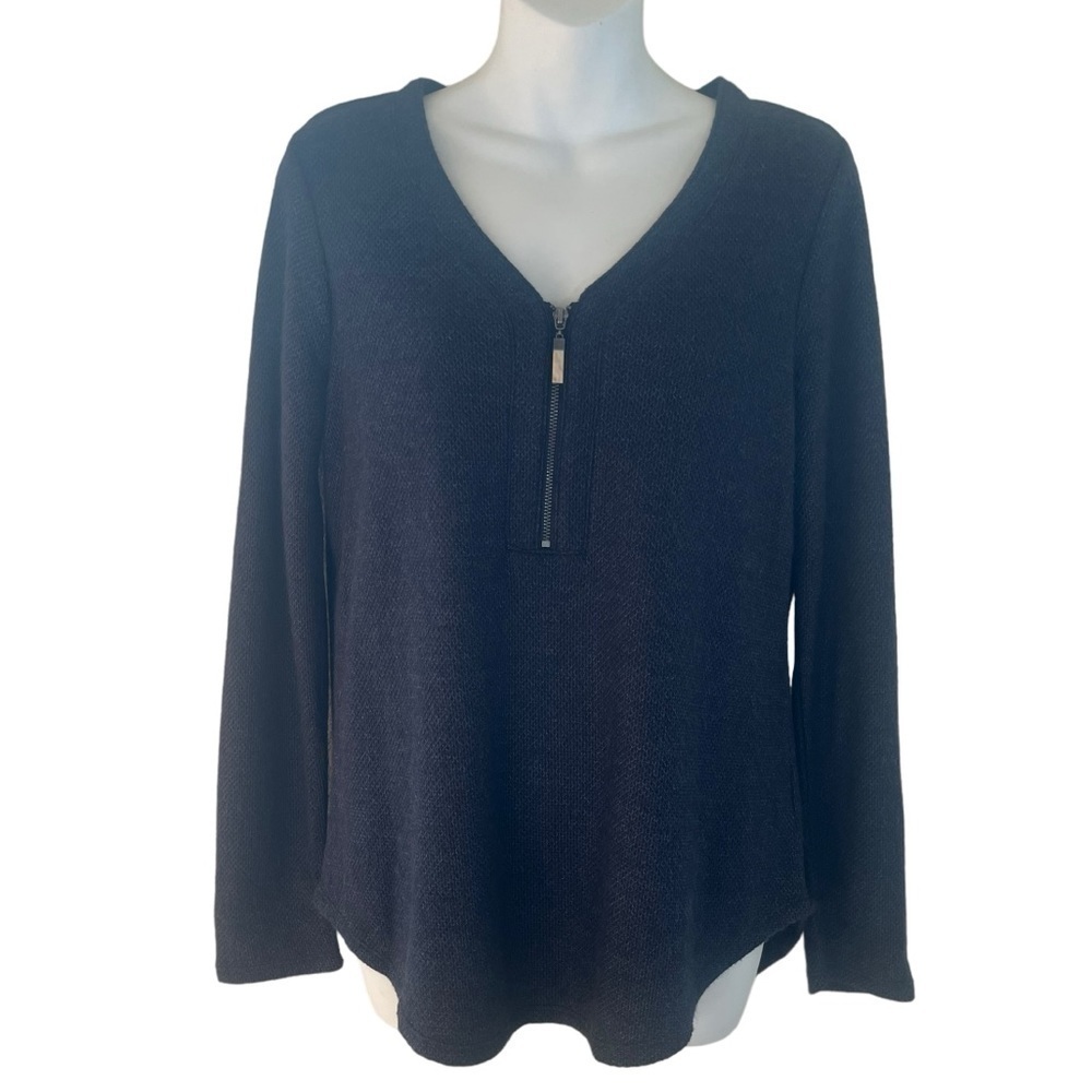 b new york v-neck pull over with zipper in blue size M